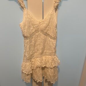LoveShackFancy Cream Lace Sleeveless Top